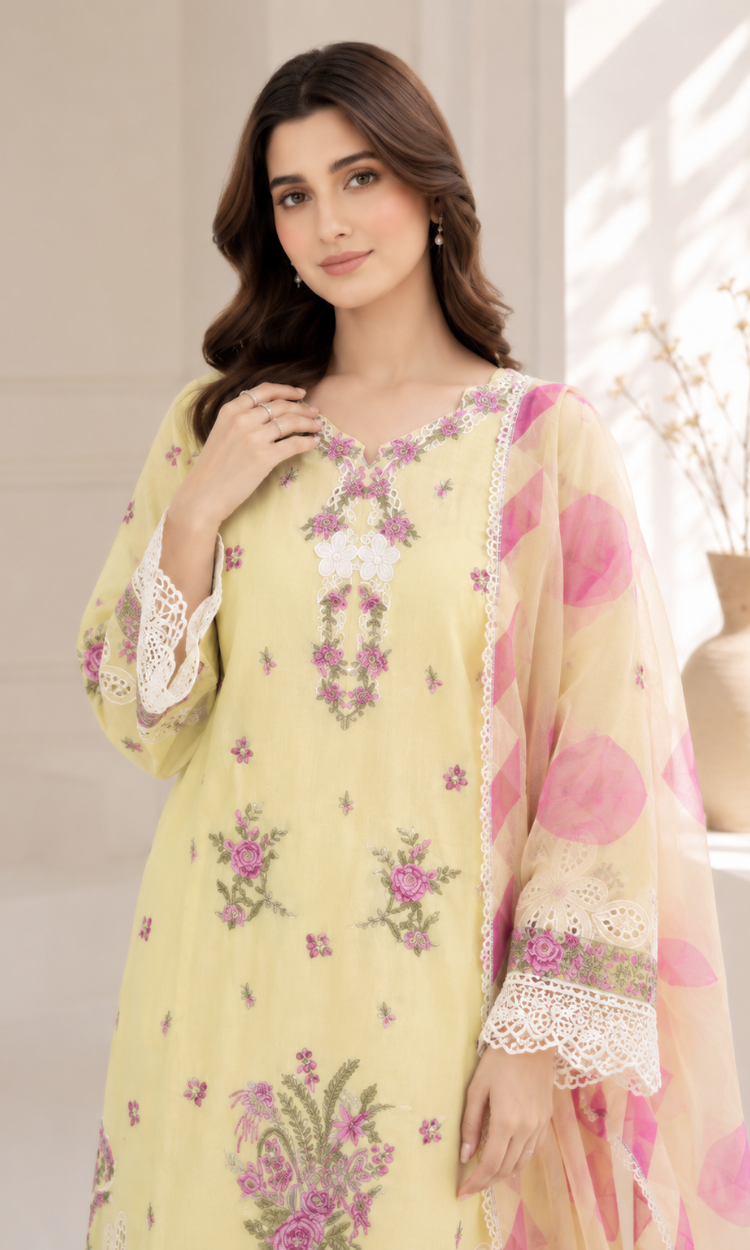 Mushk - 3 PC Pret Embroidered Lawn