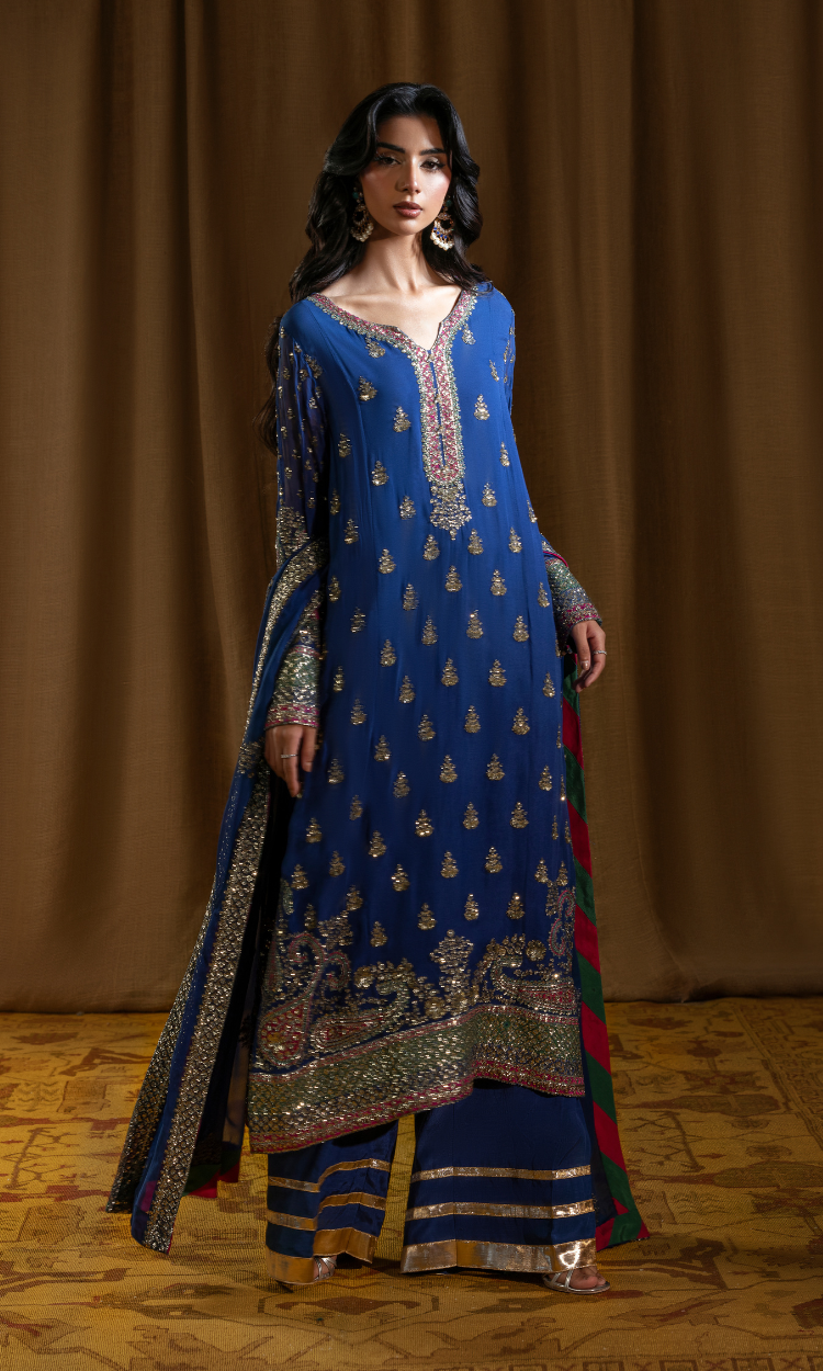Anar Kali — 3 Piece Luxury Embroidered Pure Bamber Chiffon
