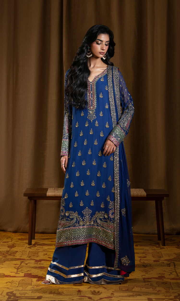 Anar Kali — 3 Piece Luxury Embroidered Pure Bamber Chiffon