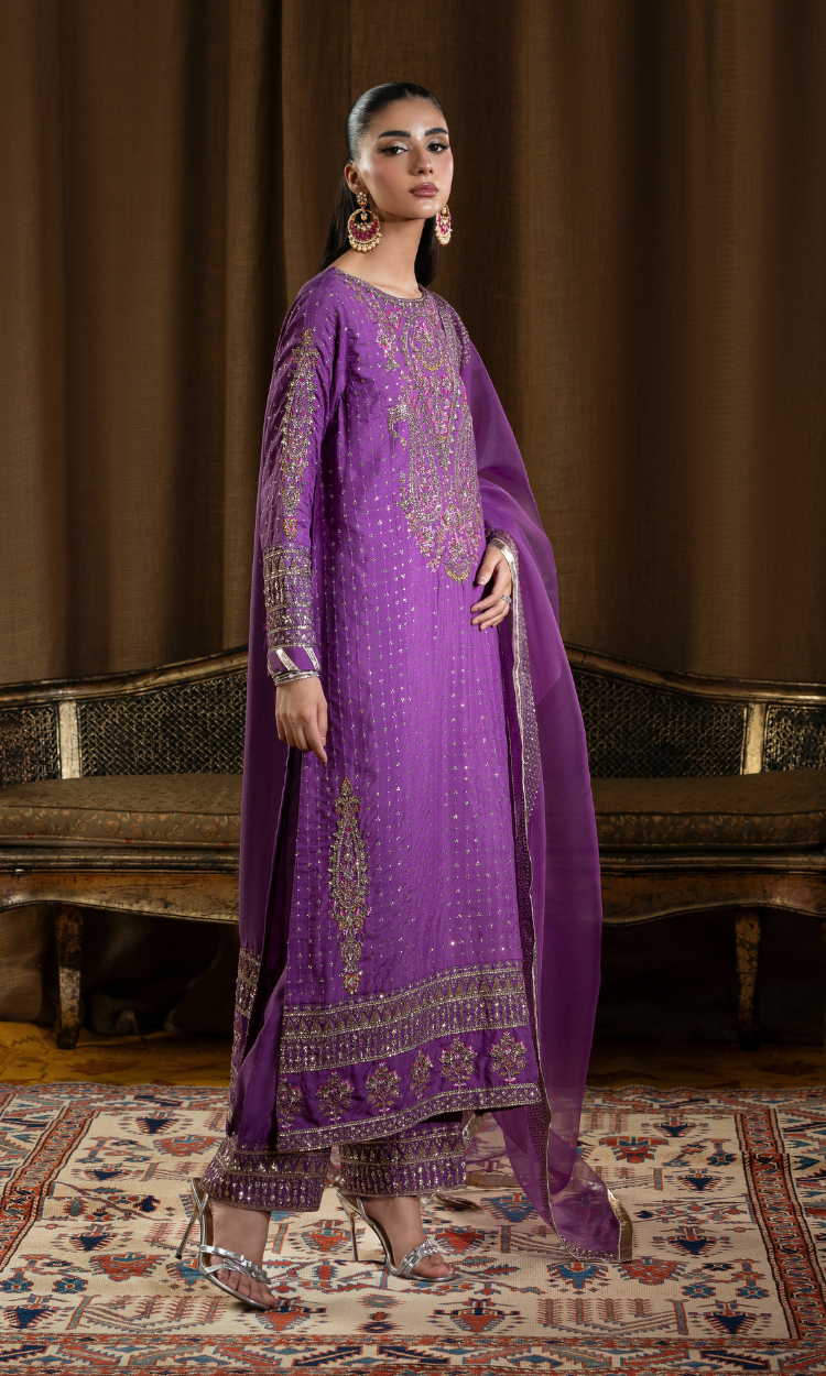 Noor Jahan — 3 Piece Luxury Embroidered Pure Dull Silk