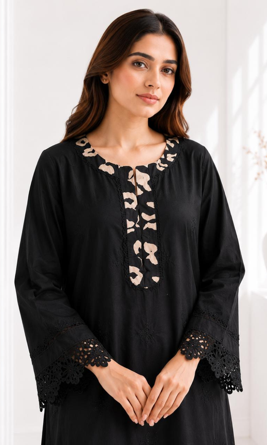 Black Berry Embroidered Lawn Two Piece Suit