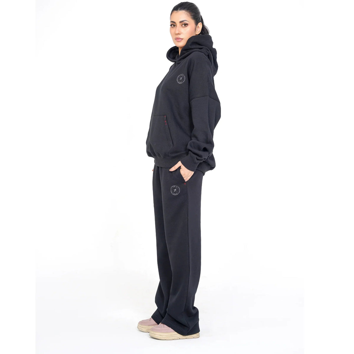 Black NYC Riot Oversized Graphic Hoodie Set