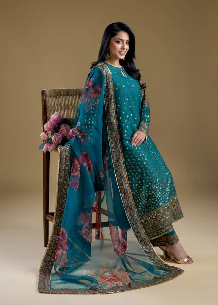 Green Aura - 3PC Pret Embroidered Silk