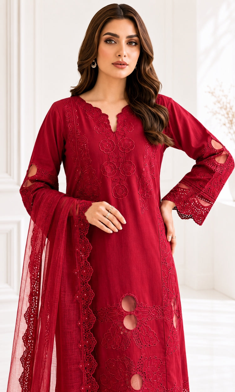 Sakura-3PC Pret Embroidered Lawn
