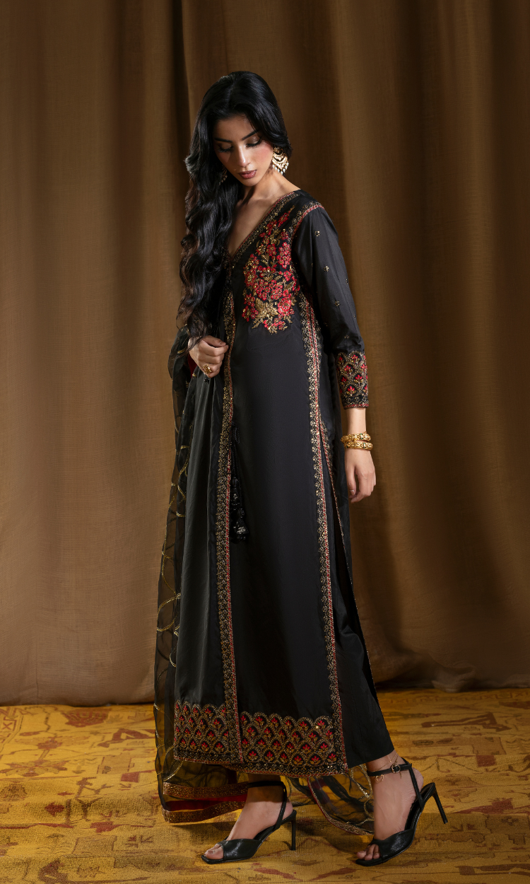 Shehr Zaad — 3 Piece Luxury Embroidered Sheesha Silk