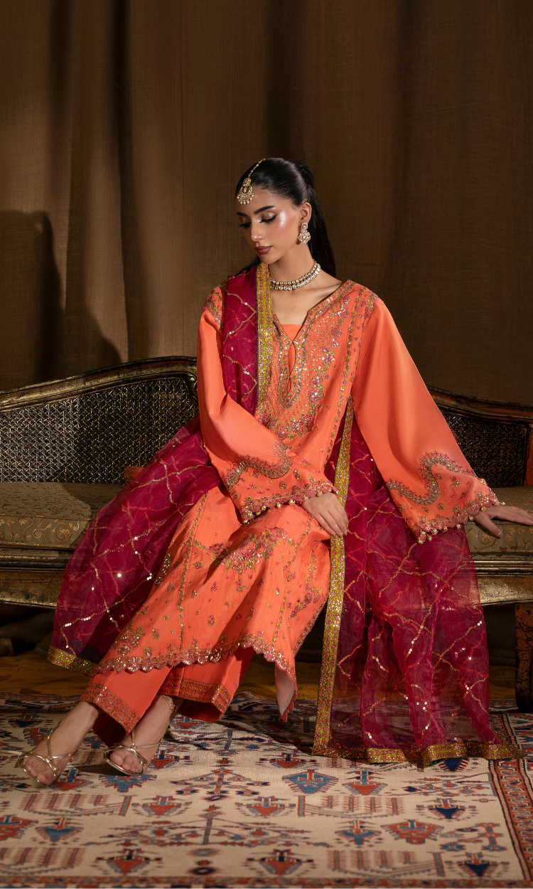 Shah Bano — 3 Piece Luxury Embroidered Pure Dull Silk