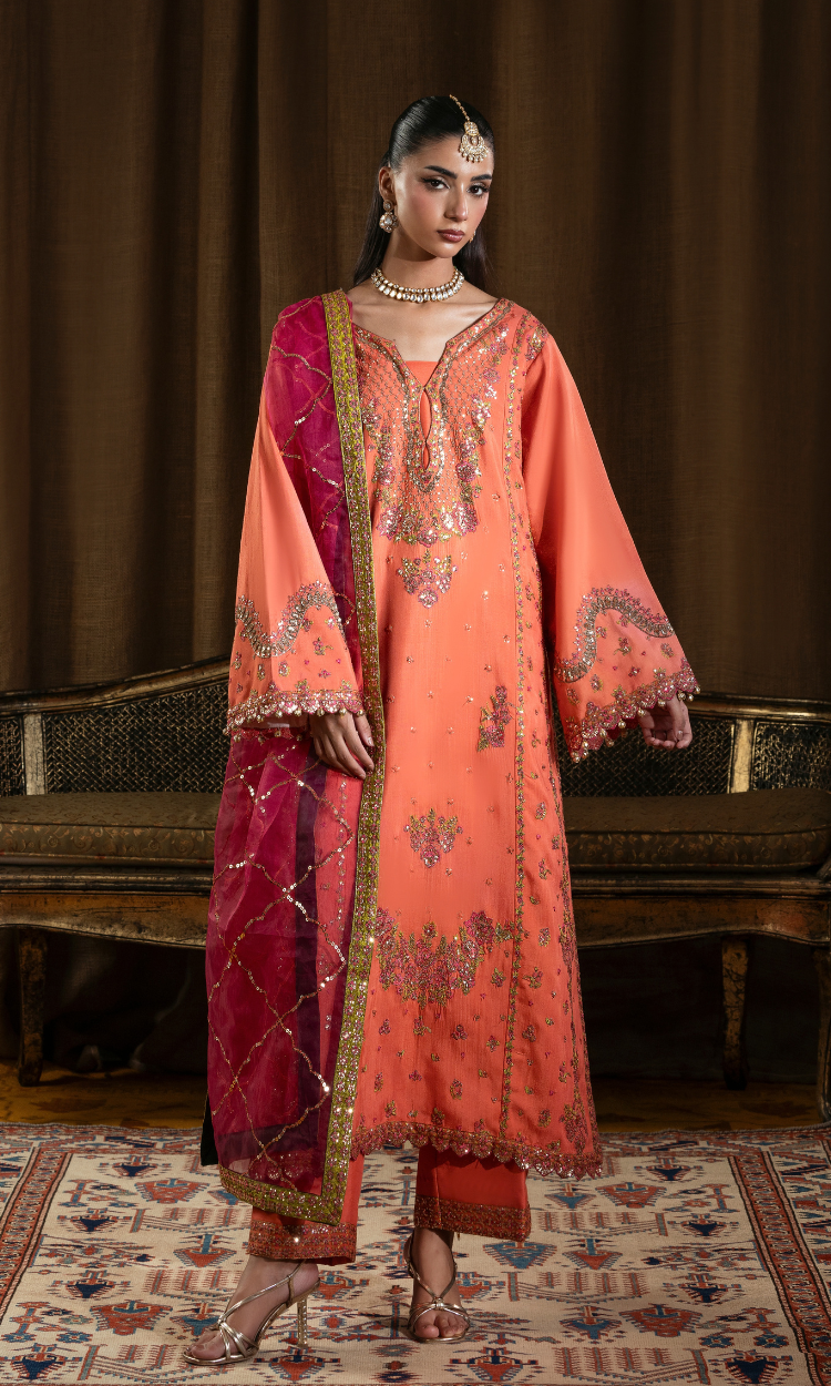 Shah Bano — 3 Piece Luxury Embroidered Pure Dull Silk
