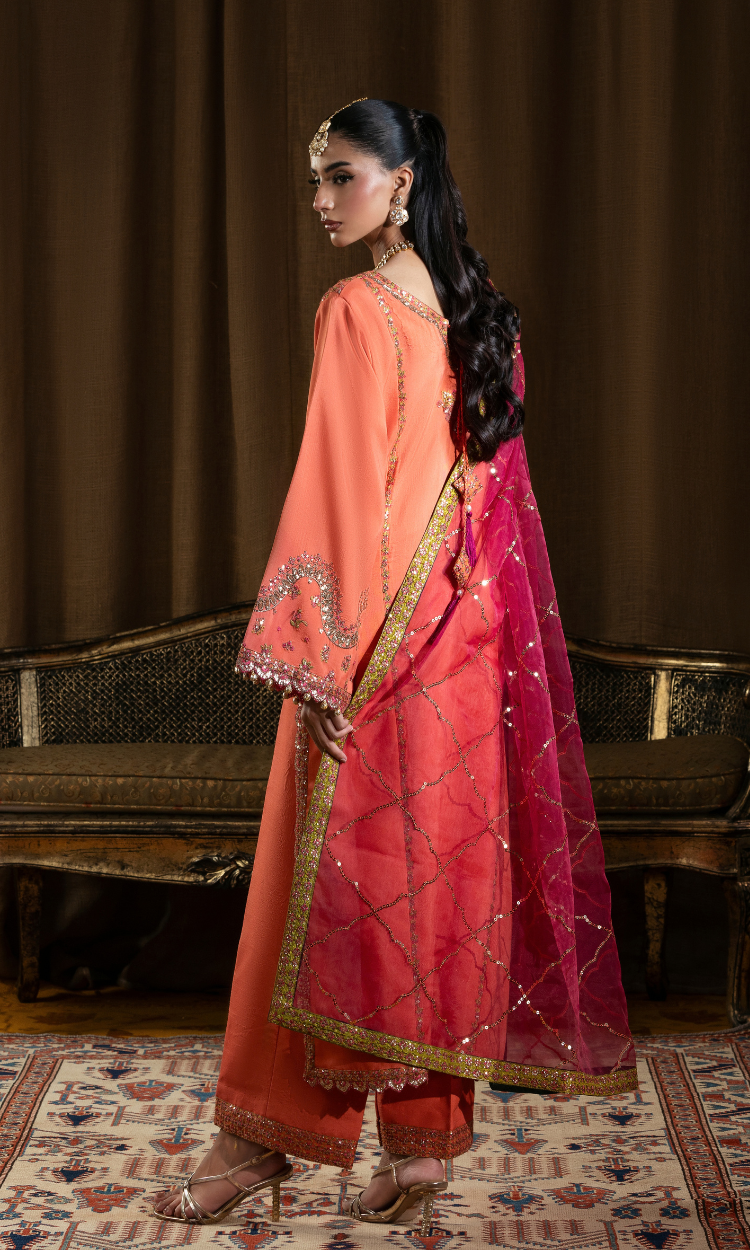 Shah Bano — 3 Piece Luxury Embroidered Pure Dull Silk