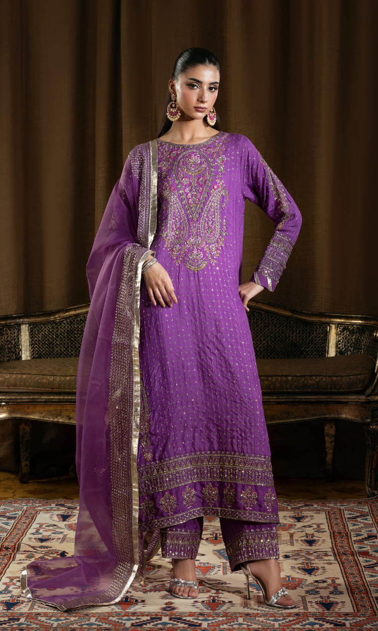 Noor Jahan — 3 Piece Luxury Embroidered Pure Dull Silk