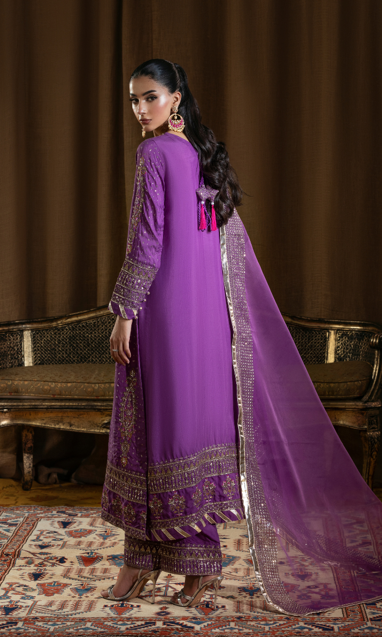 Noor Jahan — 3 Piece Luxury Embroidered Pure Dull Silk