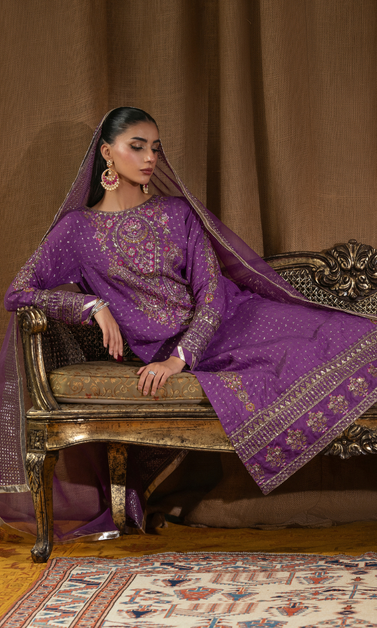 Noor Jahan — 3 Piece Luxury Embroidered Pure Dull Silk