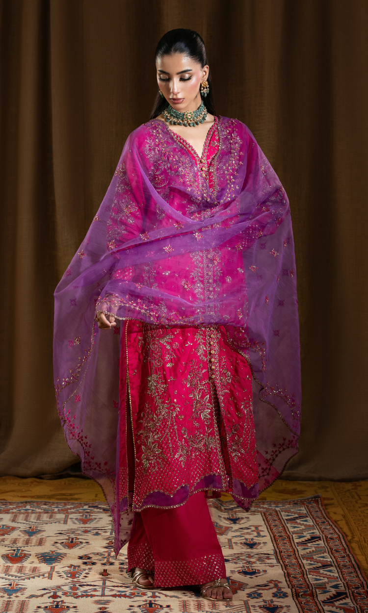 Chamkeeli — 3 Piece Luxury Embroidered Pure Dull Silk