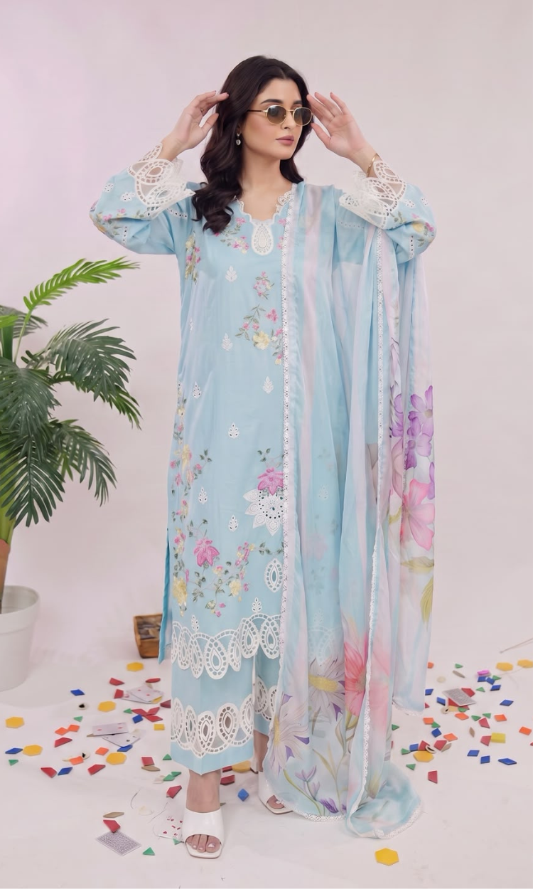 Blue Bells 3 Piece Pret Embroidered Lawn
