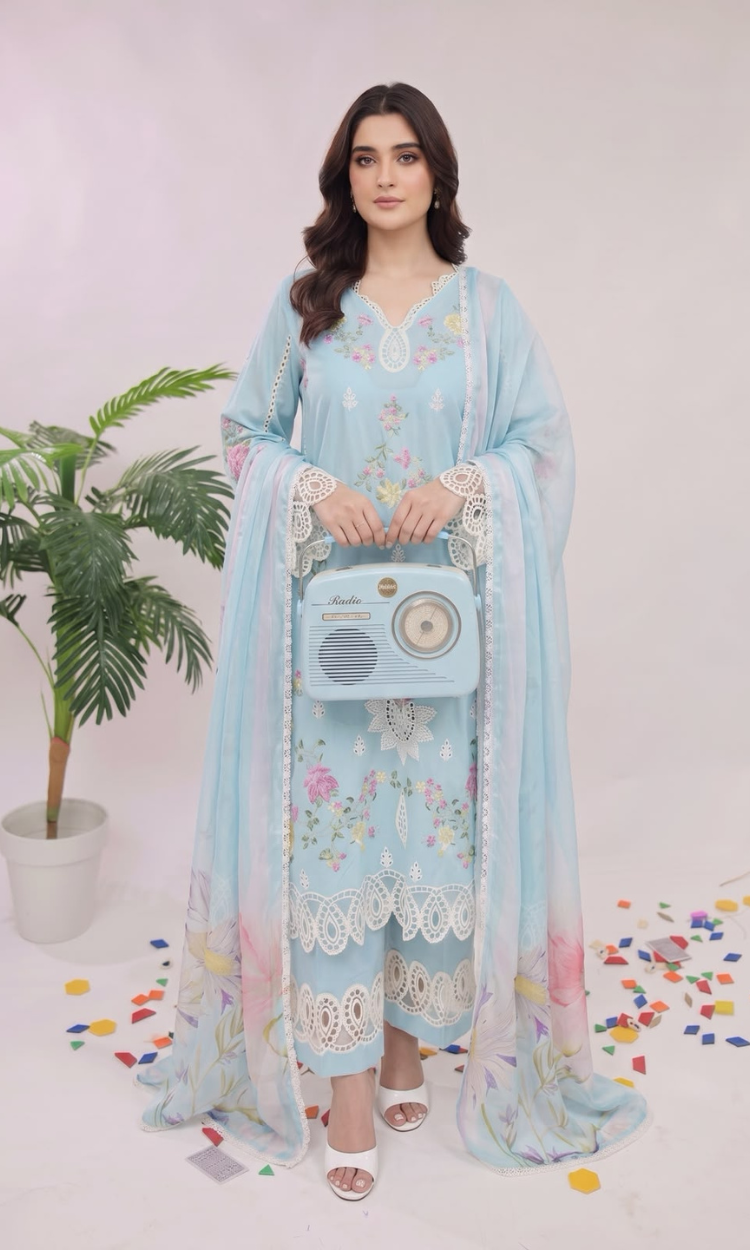Blue Bells 3 Piece Pret Embroidered Lawn