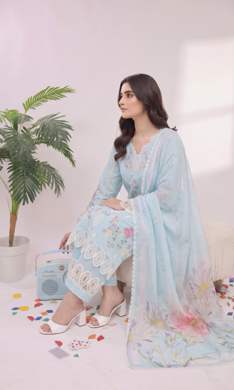 Blue Bells 3 Piece Pret Embroidered Lawn