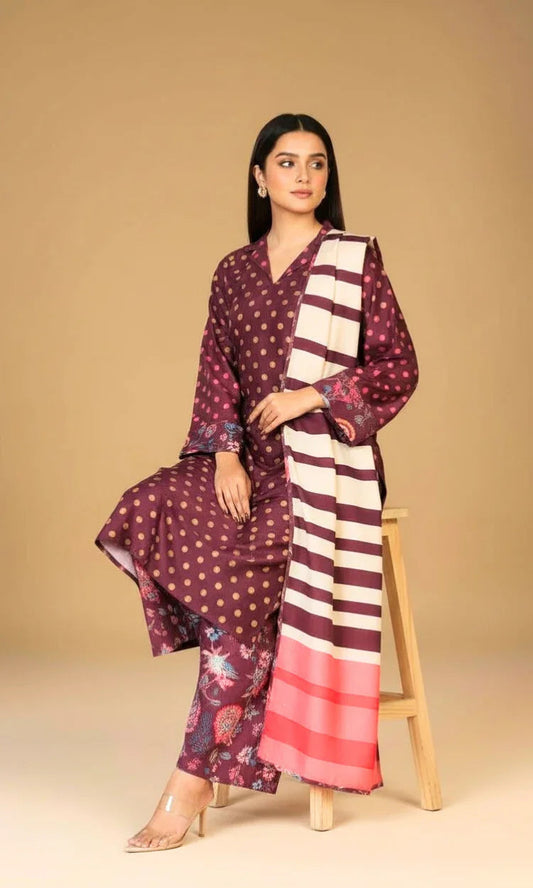 Digital Printed 3 Piece Poly Khaddar Suit
