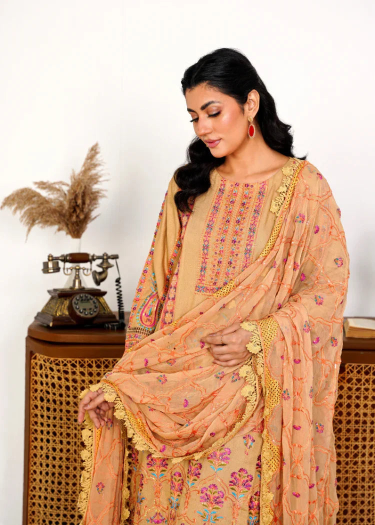 Elegant Karandi Outfit with Heavily Embroidered Chiffon Dupatta