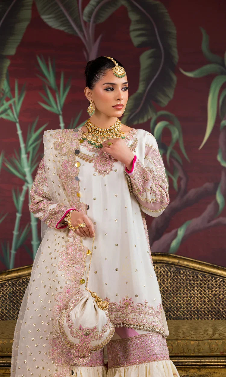 Gul E Noor Customized Embroidered Khadi Net Sharara Set