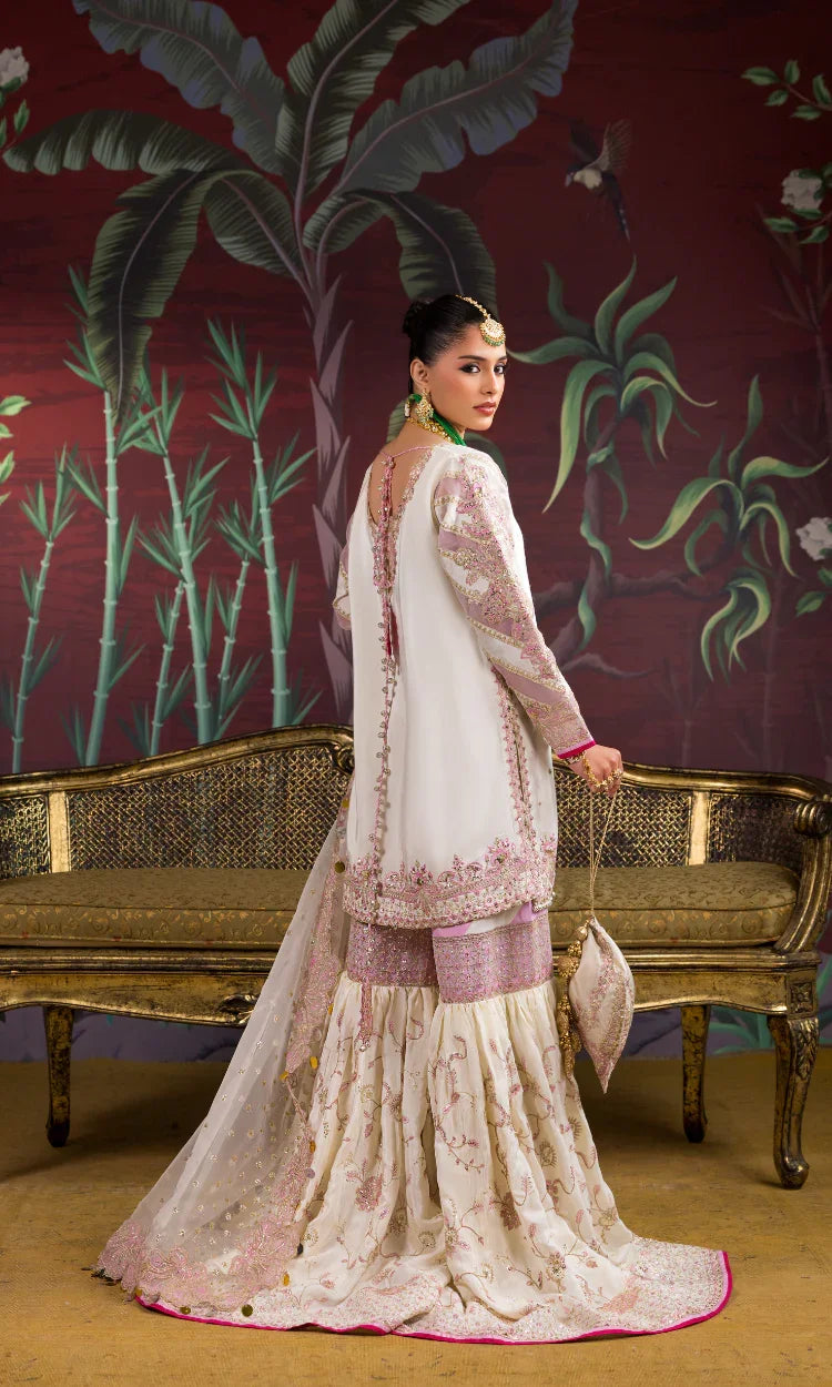 Gul E Noor Customized Embroidered Khadi Net Sharara Set