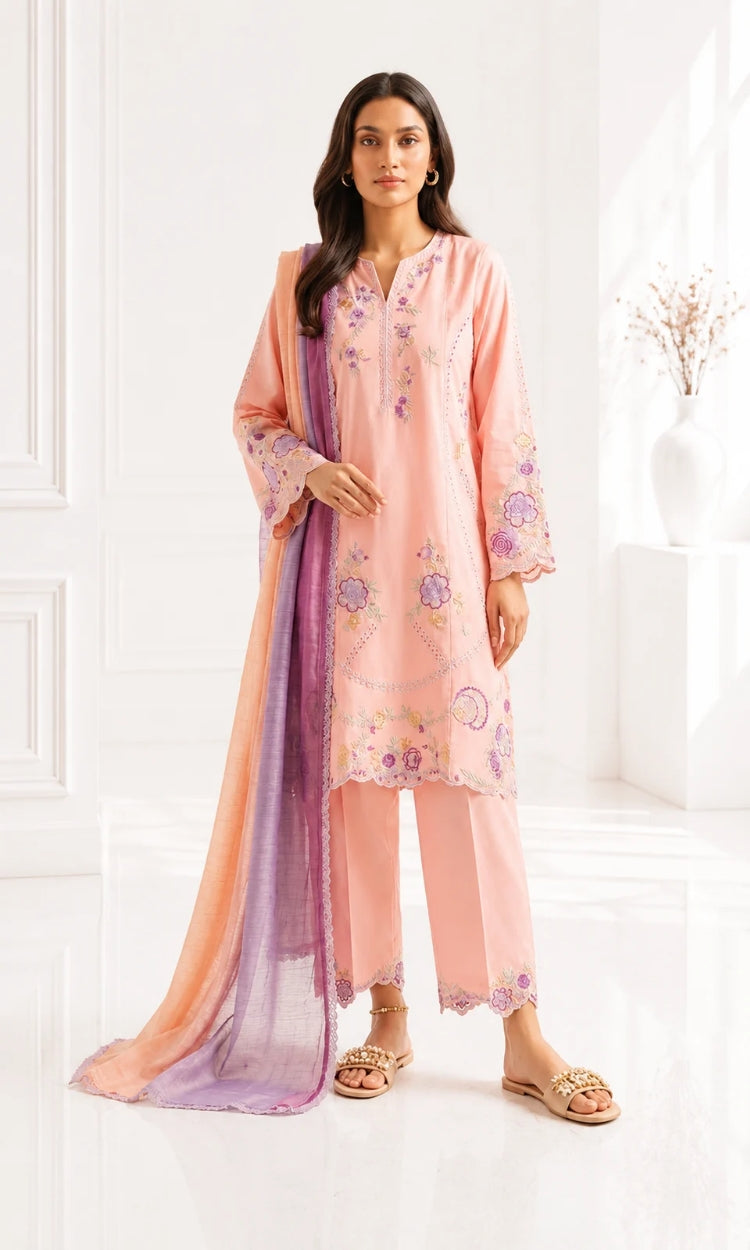 Marshmallow 3 Pc Pret Embroidered Lawn