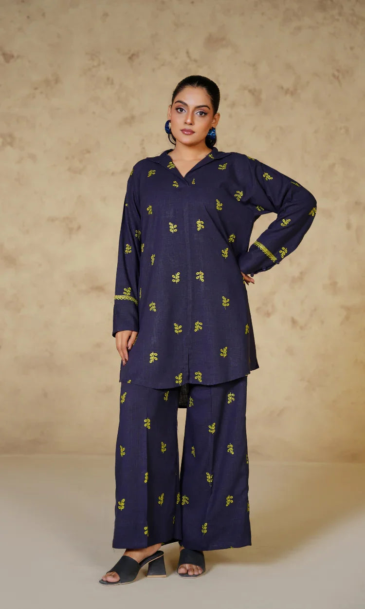 Midnight Blue Irish Cotton Linen Two Piece Suit