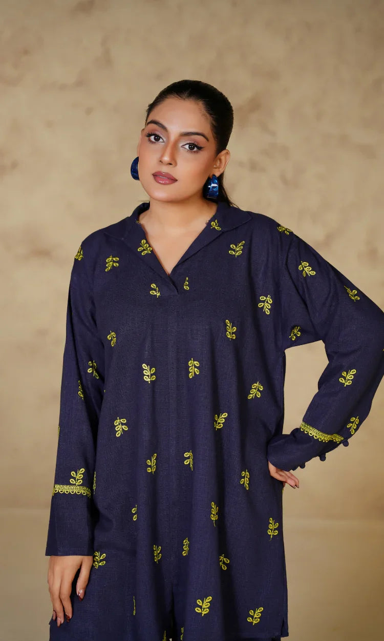 Midnight Blue Irish Cotton Linen Two Piece Suit