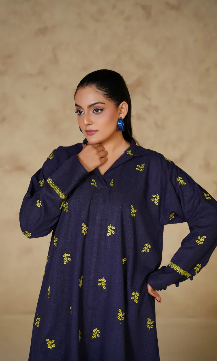 Midnight Blue Irish Cotton Linen Two Piece Suit