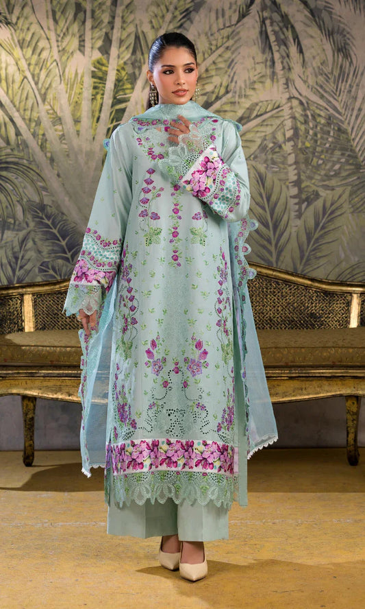 Mint Bloom Embroidered 3 Piece Ensemble