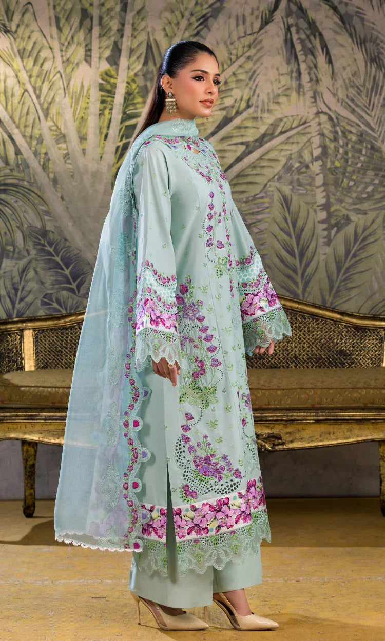 Mint Bloom Embroidered 3 Piece Ensemble