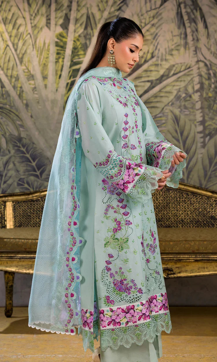 Mint Bloom Embroidered 3 Piece Ensemble