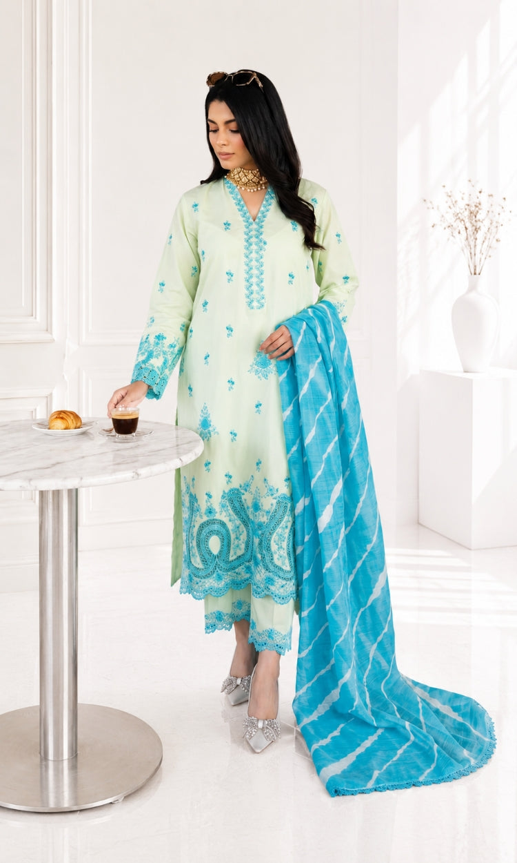 Mint Margarita 3 Pc Pret Embroidered Lawn