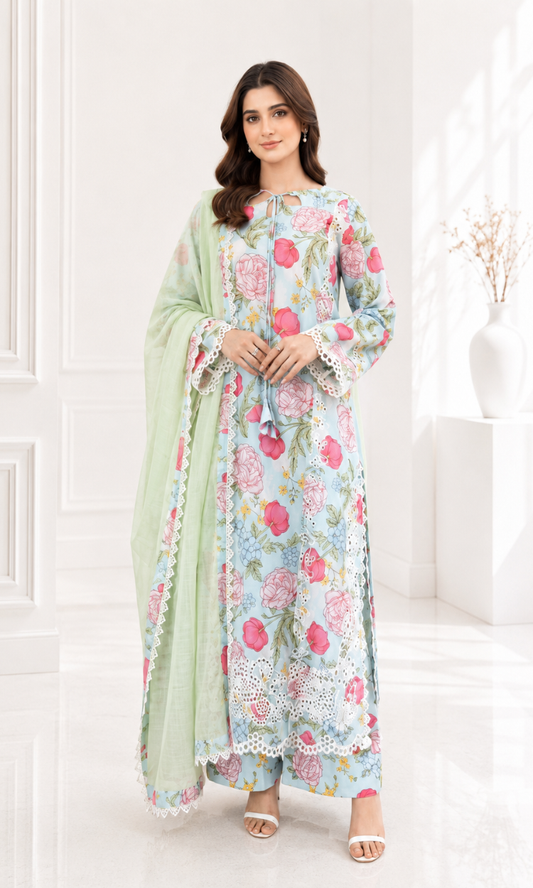 Naqsh Nigar 3 Pc Pret Embroidered Printed Lawn