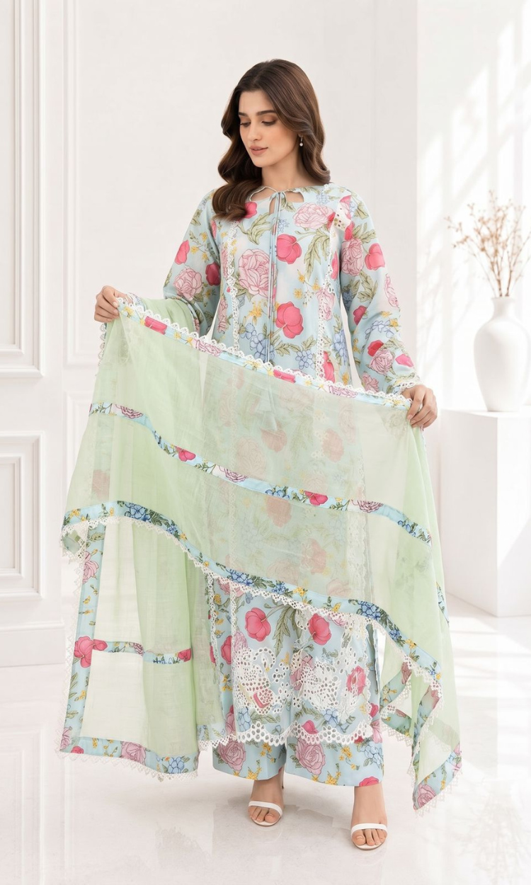 Naqsh Nigar 3 Pc Pret Embroidered Printed Lawn