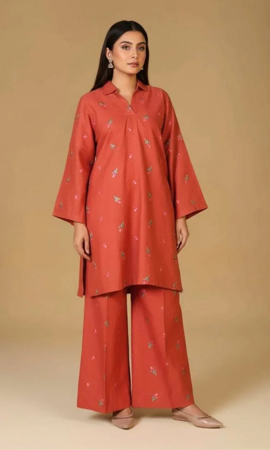 Rusty Two Piece Embroidered Suit