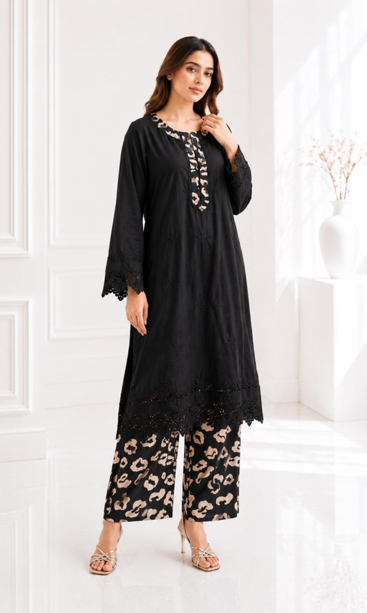 Black Berry Embroidered Lawn Two Piece Suit