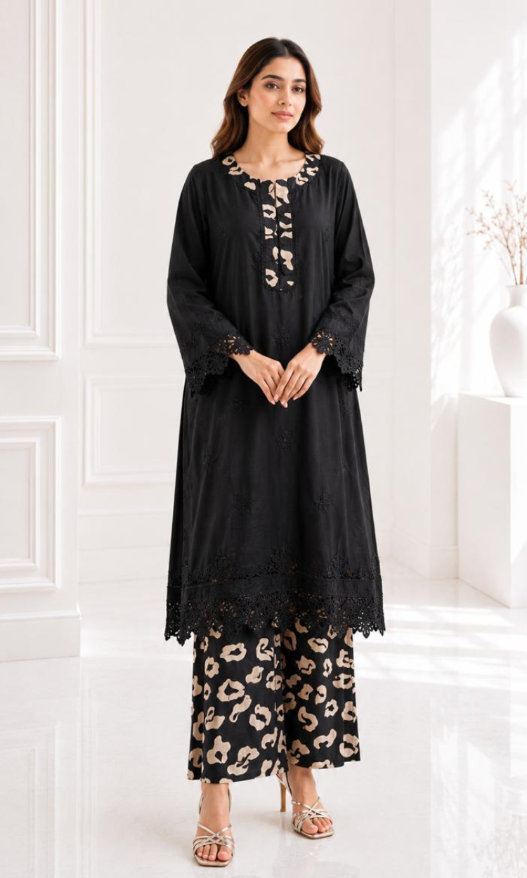 Black Berry Embroidered Lawn Two Piece Suit
