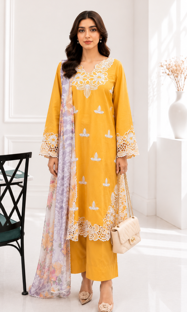 Sunflower 3 Piece Pret Embroidered Lawn