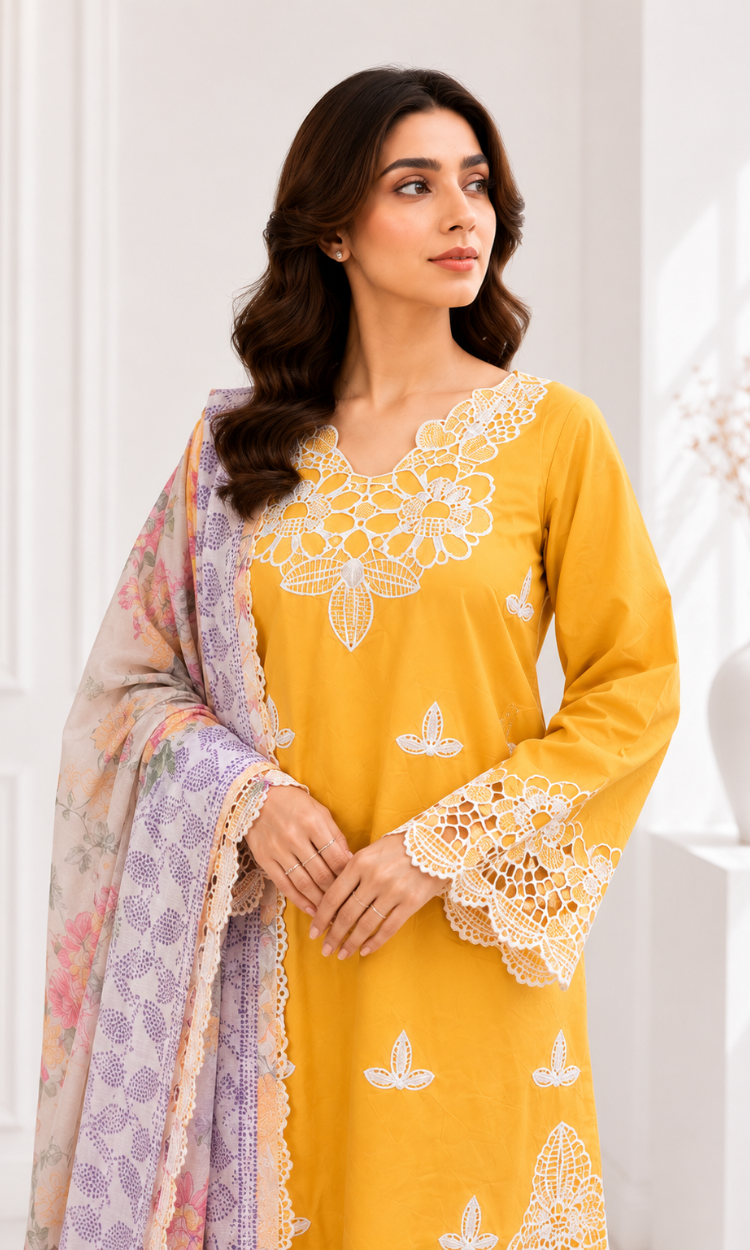 Sunflower 3 Piece Pret Embroidered Lawn