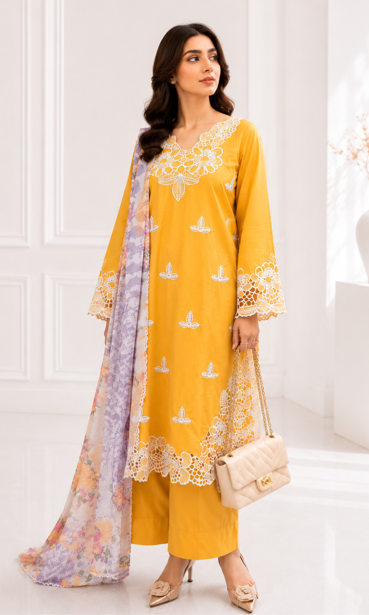 Sunflower 3 Piece Pret Embroidered Lawn