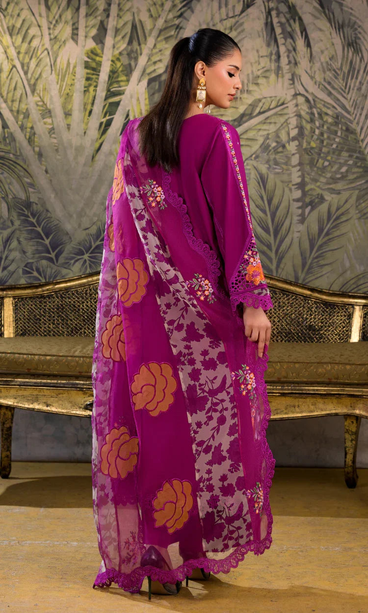 Tulip Magenta Embroidered Lawn 3 Piece Suit
