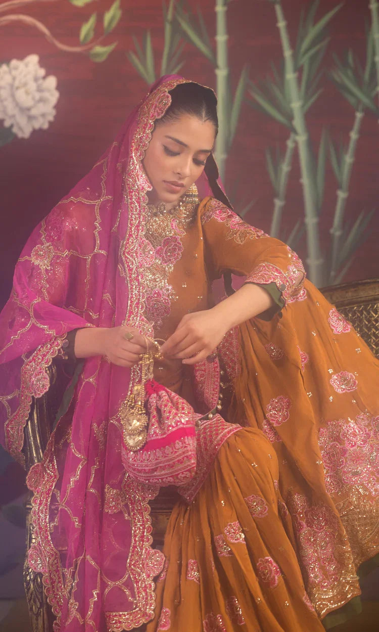 Zeenat Gul Embroidered Khadi Net Sharara Set
